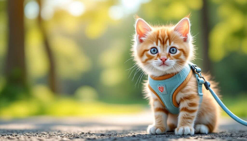 découvrez notre harnais pour chaton, alliant confort et sécurité, idéal pour les promenades en extérieur en toute tranquillité.