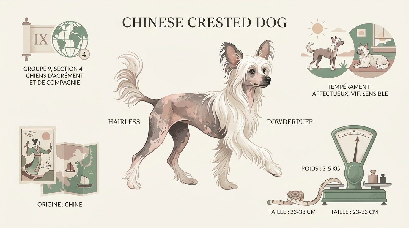 Chien chinois à crête variété nue avec sa crête caractéristique