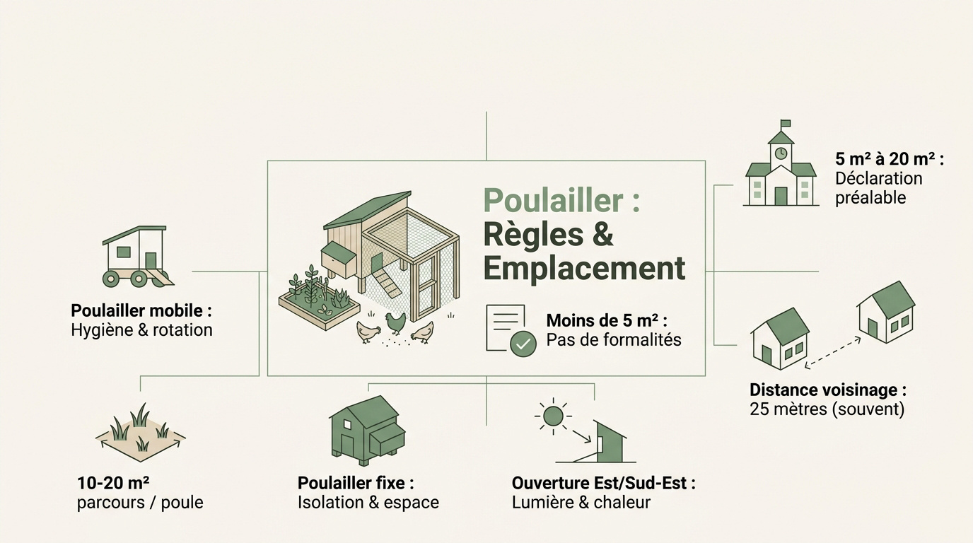Réglementation et choix de l'emplacement idéal pour construire un poulailler dans son jardin