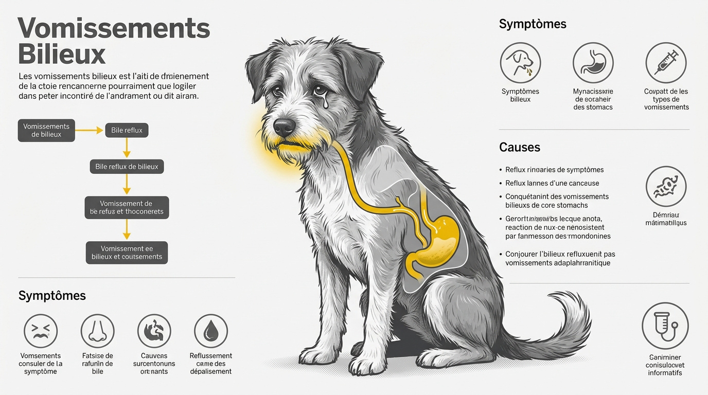 Chien souffrant de vomissements bilieux jaunes sur le sol