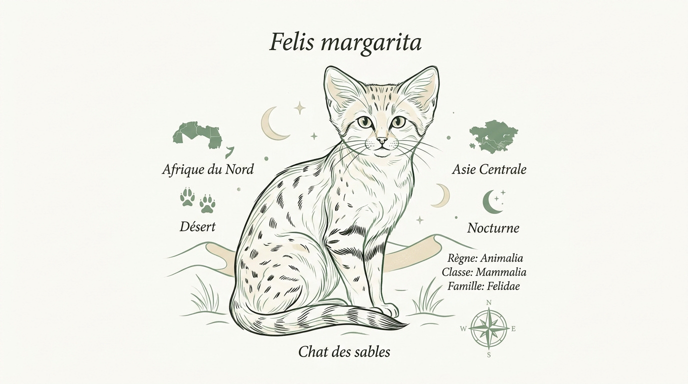 Chat des sables Felis margarita dans son habitat désertique