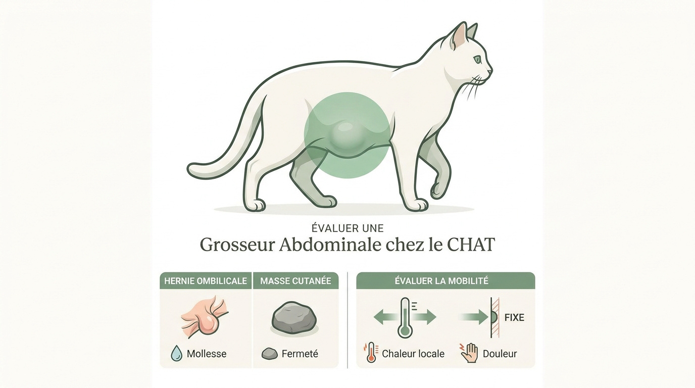 Examen clinique d'une masse abdominale chez un chat