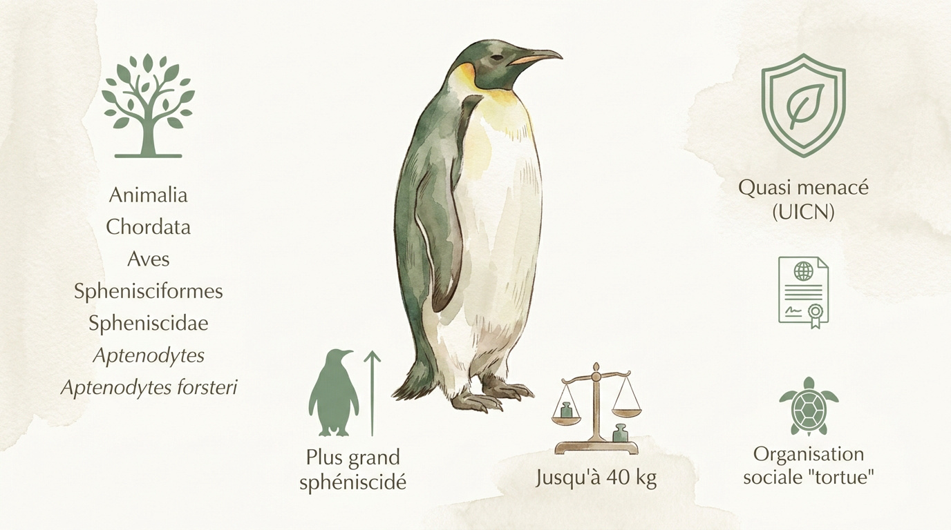 Manchot empereur adulte sur la banquise antarctique