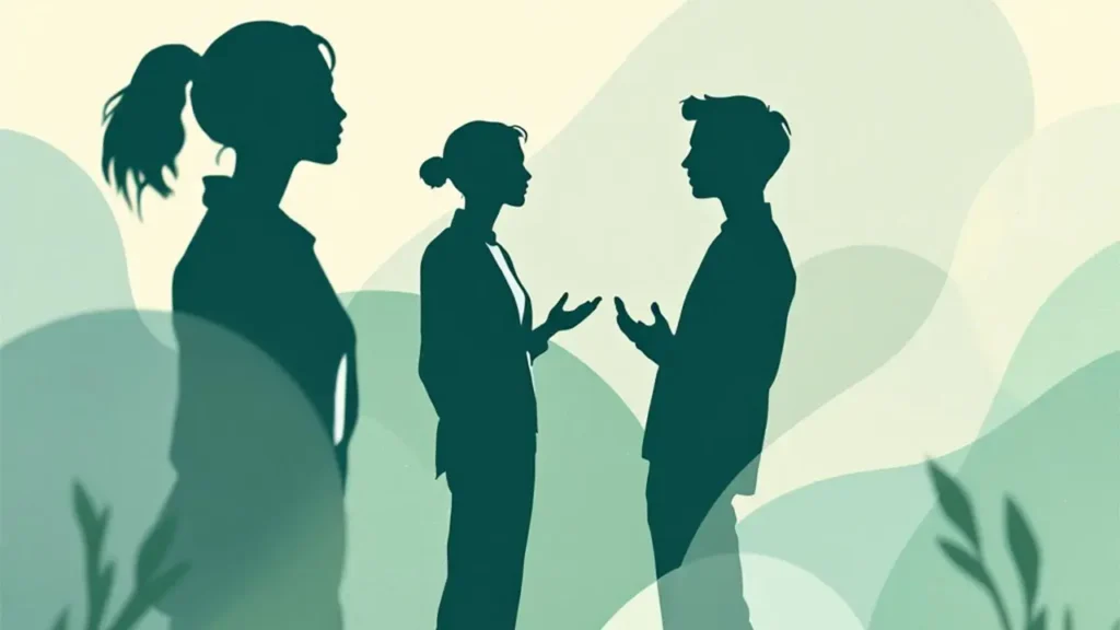 Silhouettes des personnes communiquant professionnellement entre eux.