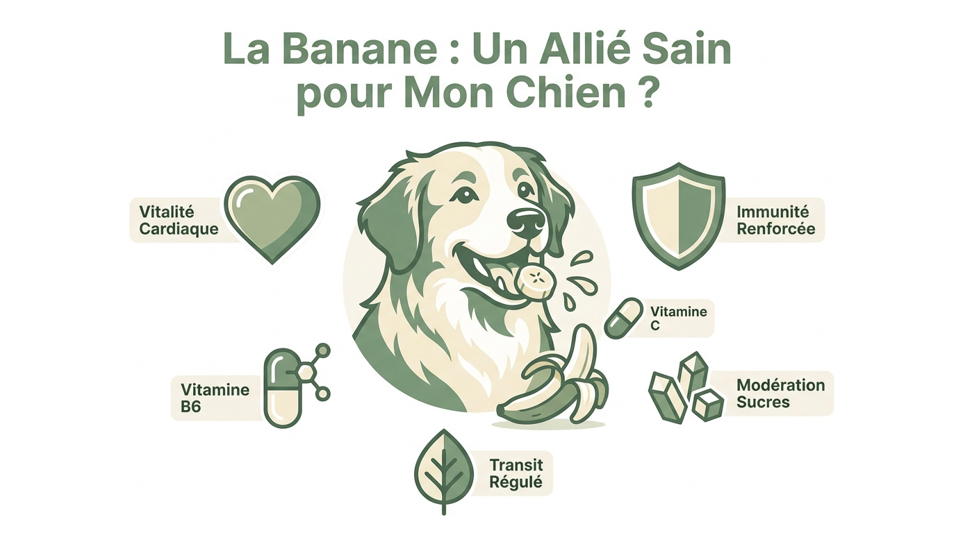 Un chien golden retriever regardant une banane fraîche épluchée