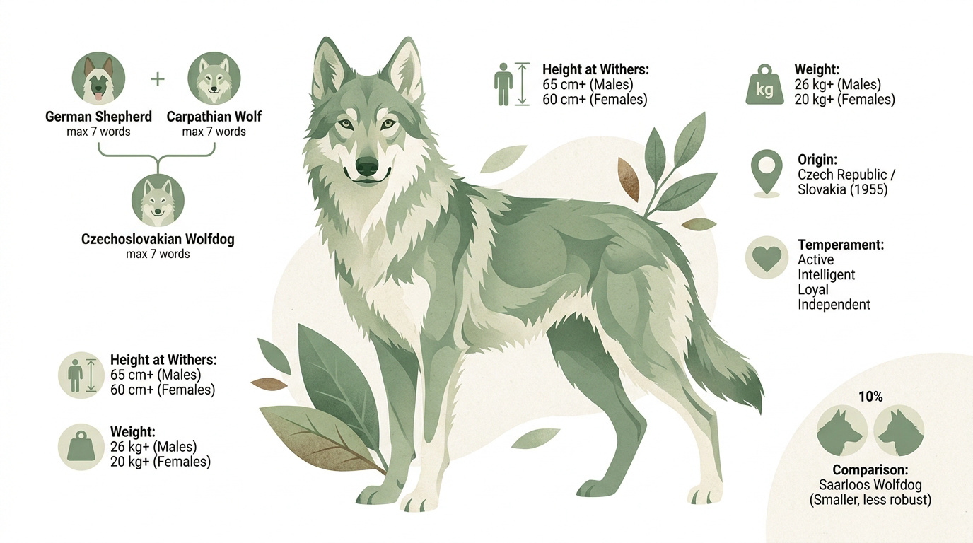 Chien-loup tchécoslovaque debout dans un environnement naturel montrant ses traits lupoïdes