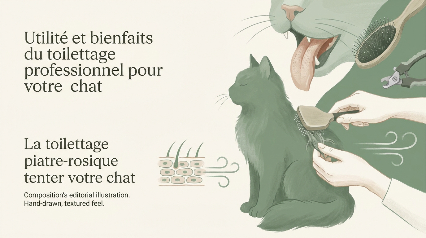 Toilettage professionnel d'un chat à poils longs pour éviter les nœuds et le feutrage